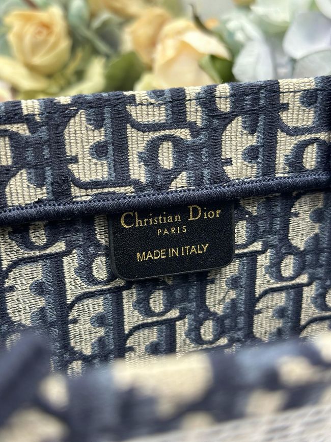 Medium Dior Book Tote with Strap Oblique Embroidery M1354PE-3 Medium Dior Book Tote with Strap Oblique Embroidery M1354PE-3