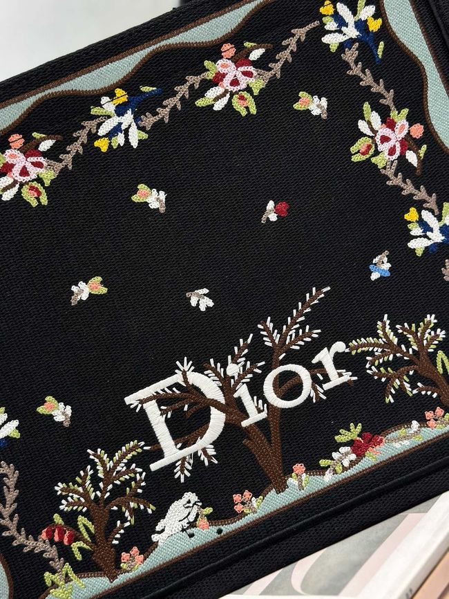 Medium Dior Book Tote with Strap Oblique Embroidery M1354PE-4 Medium Dior Book Tote with Strap Oblique Embroidery M1354PE-4