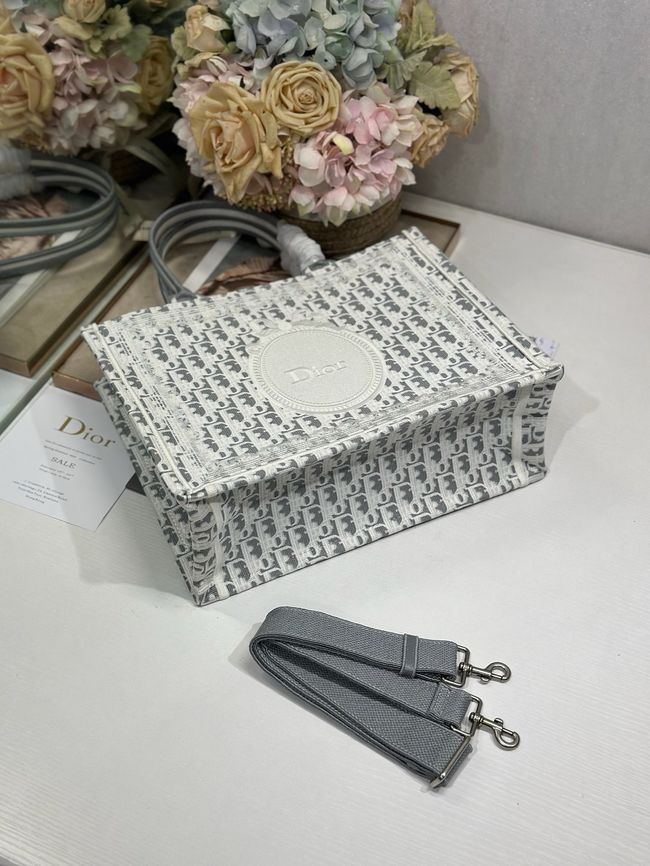 Medium Dior Book Tote with Strap Oblique Embroidery M1354PE-5 Medium Dior Book Tote with Strap Oblique Embroidery M1354PE-5