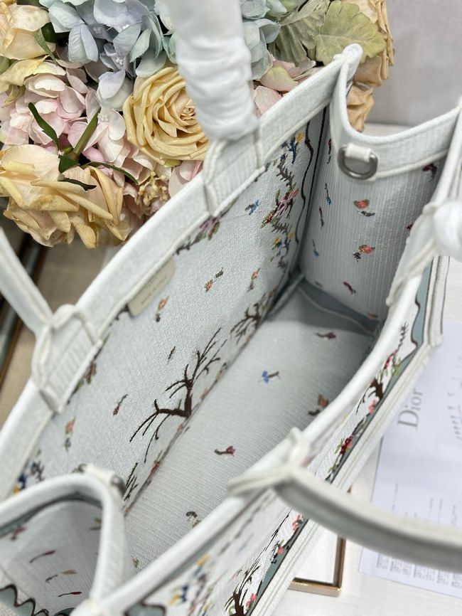 Medium Dior Book Tote with Strap Oblique Embroidery M1354PE-9 Medium Dior Book Tote with Strap Oblique Embroidery M1354PE-9