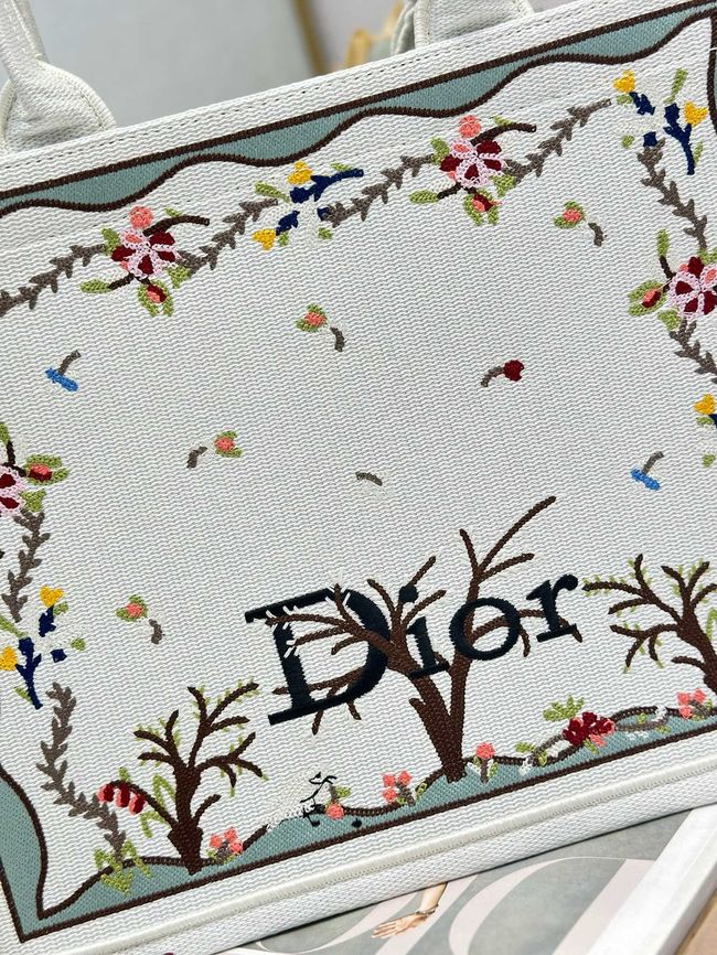Medium Dior Book Tote with Strap Oblique Embroidery M1354PE-9 Medium Dior Book Tote with Strap Oblique Embroidery M1354PE-9