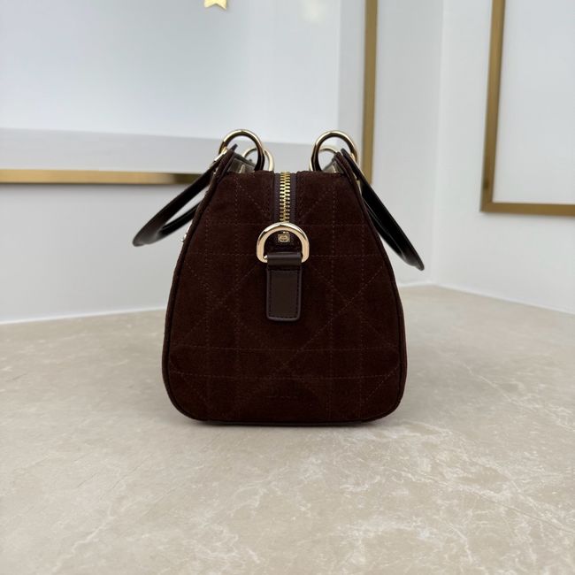 Small Dior Granville Bag Chocolate Flat Macrocannage Suede Calfskin M1441OH Small Dior Granville Bag Chocolate Flat Macrocannage Suede Calfskin M1441OH