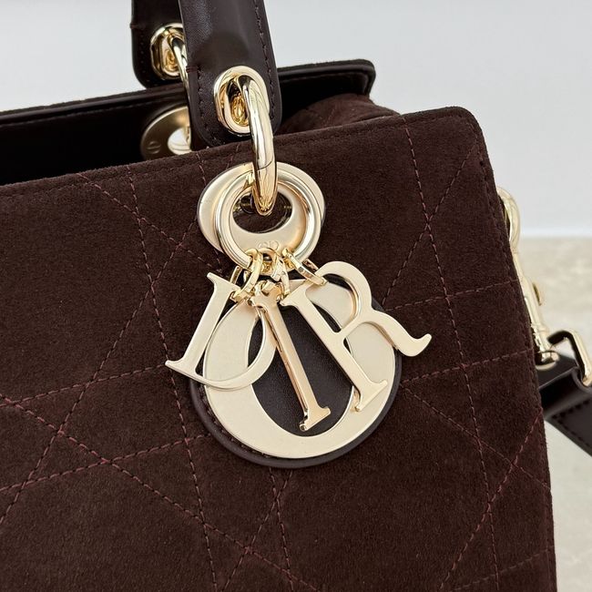 Small Dior Granville Bag Chocolate Flat Macrocannage Suede Calfskin M1441OH Small Dior Granville Bag Chocolate Flat Macrocannage Suede Calfskin M1441OH