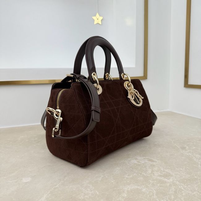 Small Dior Granville Bag Chocolate Flat Macrocannage Suede Calfskin M1441OH Small Dior Granville Bag Chocolate Flat Macrocannage Suede Calfskin M1441OH