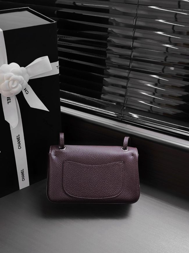 Chanel Mini Flap Bag AS6573 burgundy&Silver-Tone Metal Chanel Mini Flap Bag AS6573 burgundy&Silver-Tone Metal