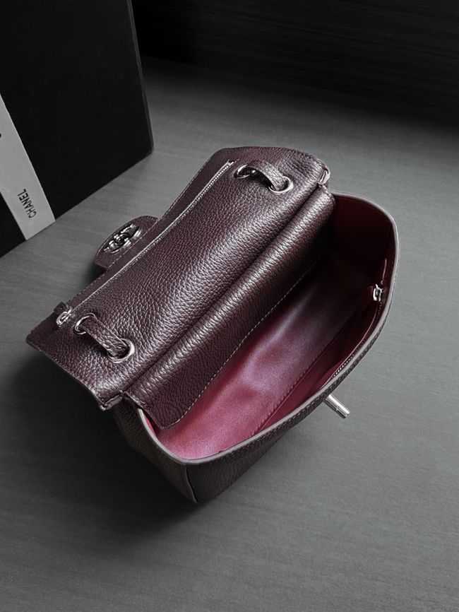 Chanel Mini Flap Bag AS6573 burgundy&Silver-Tone Metal Chanel Mini Flap Bag AS6573 burgundy&Silver-Tone Metal