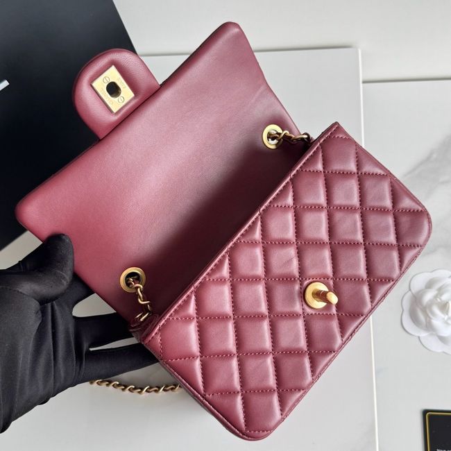 Chanel SMALL FLAP BAG sheepskin AS1787 burgundy Chanel SMALL FLAP BAG sheepskin AS1787 burgundy