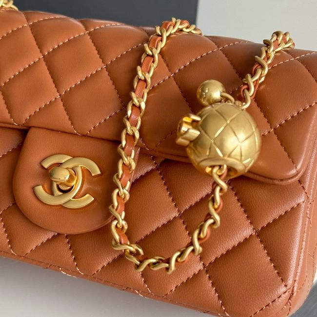 Chanel SMALL FLAP BAG sheepskin AS1787 golden brown Chanel SMALL FLAP BAG sheepskin AS1787 golden brown