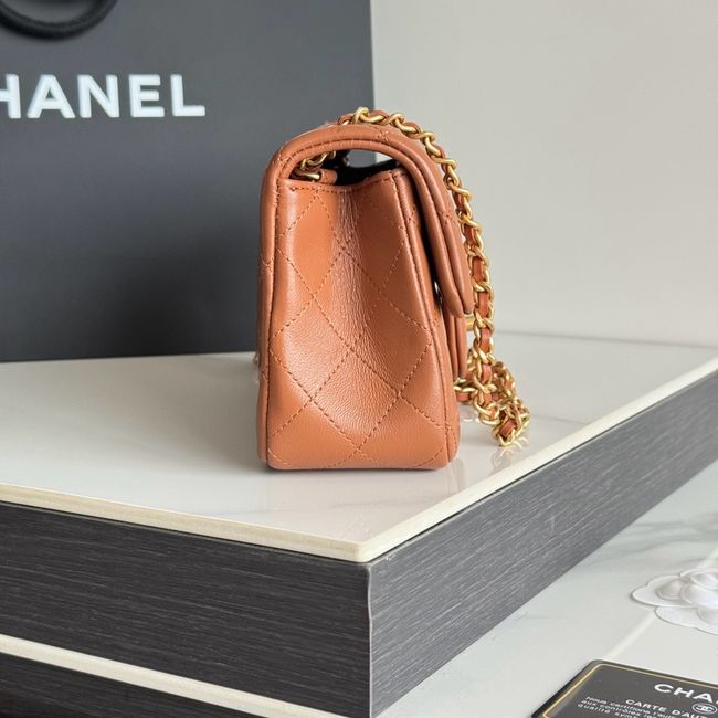 Chanel SMALL FLAP BAG sheepskin AS1787 golden brown Chanel SMALL FLAP BAG sheepskin AS1787 golden brown