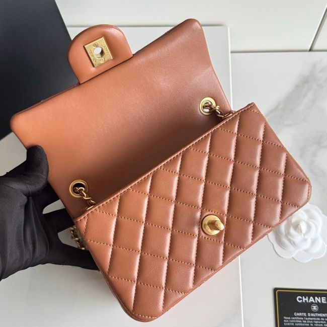 Chanel SMALL FLAP BAG sheepskin AS1787 golden brown Chanel SMALL FLAP BAG sheepskin AS1787 golden brown