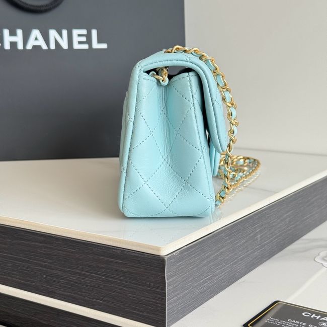 Chanel SMALL FLAP BAG sheepskin AS1787 sky blue Chanel SMALL FLAP BAG sheepskin AS1787 sky blue