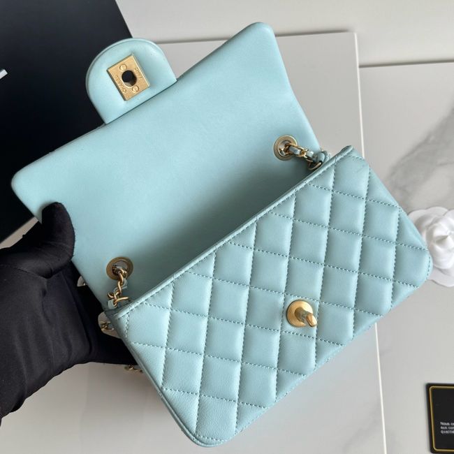 Chanel SMALL FLAP BAG sheepskin AS1787 sky blue Chanel SMALL FLAP BAG sheepskin AS1787 sky blue