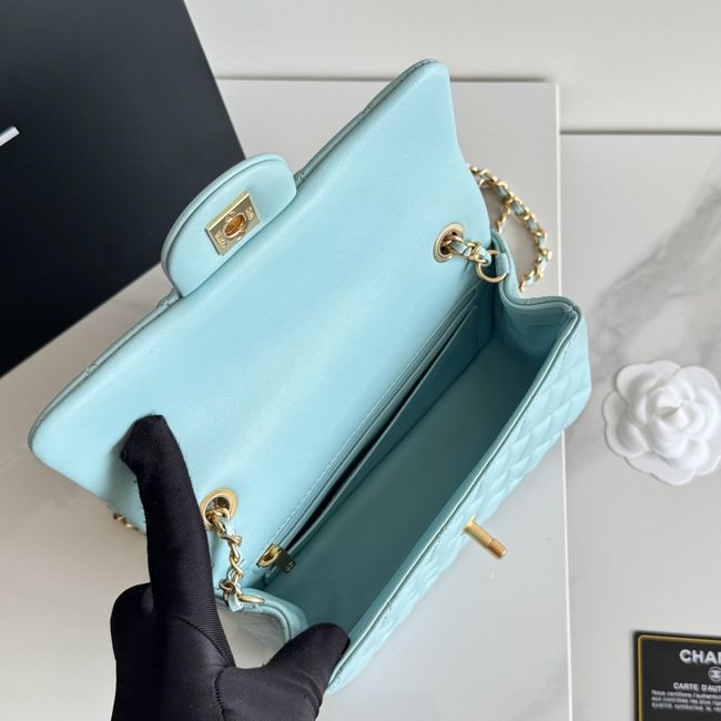 Chanel SMALL FLAP BAG sheepskin AS1787 sky blue Chanel SMALL FLAP BAG sheepskin AS1787 sky blue
