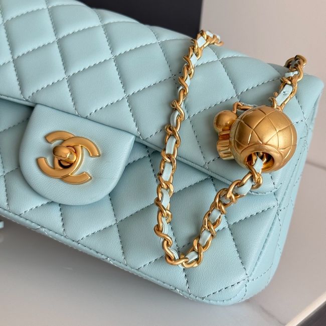 Chanel SMALL FLAP BAG sheepskin AS1787 sky blue Chanel SMALL FLAP BAG sheepskin AS1787 sky blue