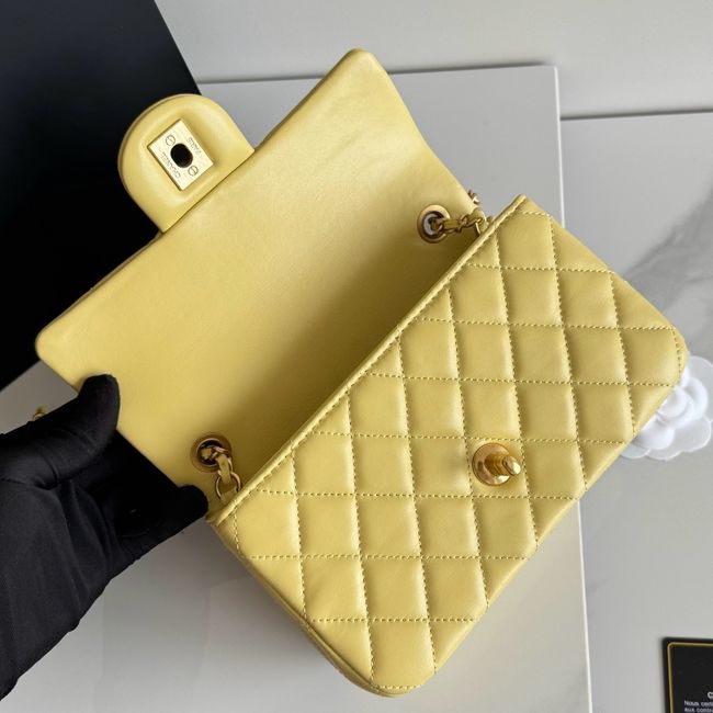 Chanel SMALL FLAP BAG sheepskin AS1787 yellow Chanel SMALL FLAP BAG sheepskin AS1787 yellow