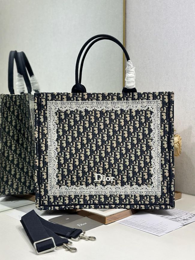Large Dior Book Tote Cannage Embroidery M1349OEQ-3 Large Dior Book Tote Cannage Embroidery M1349OEQ-3