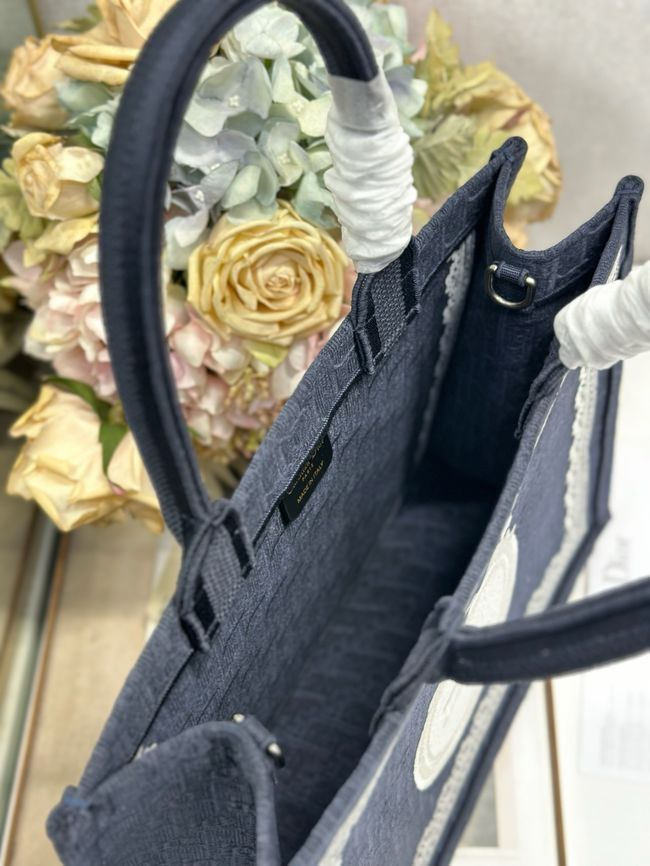 Medium Dior Book Tote with Strap Oblique Embroidery M1354PE-10 Medium Dior Book Tote with Strap Oblique Embroidery M1354PE-10