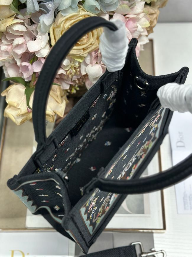 Small Dior Book Tote with Strap Embroidered M1404OE-2 Small Dior Book Tote with Strap Embroidered M1404OE-2