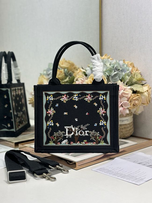 Small Dior Book Tote with Strap Embroidered M1404OE-2