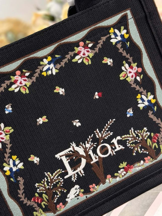 Small Dior Book Tote with Strap Embroidered M1404OE-2 Small Dior Book Tote with Strap Embroidered M1404OE-2