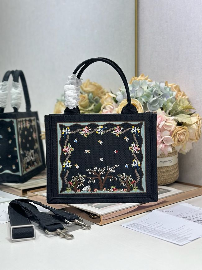 Small Dior Book Tote with Strap Embroidered M1404OE-2 Small Dior Book Tote with Strap Embroidered M1404OE-2