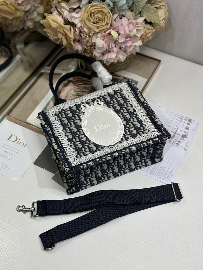 Small Dior Book Tote with Strap Embroidered M1404OE-5