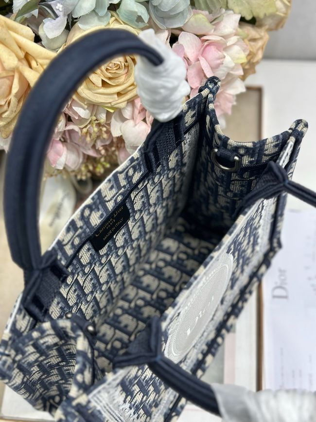 Small Dior Book Tote with Strap Embroidered M1404OE-5