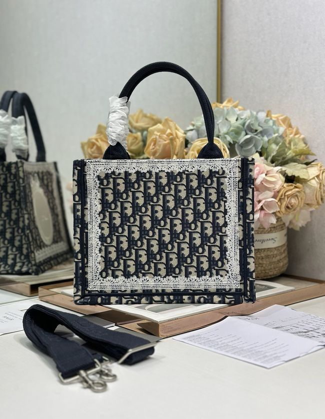 Small Dior Book Tote with Strap Embroidered M1404OE-5