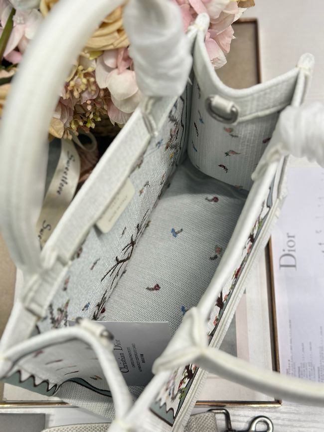 Small Dior Book Tote with Strap Embroidered M1404OE-7 Small Dior Book Tote with Strap Embroidered M1404OE-7