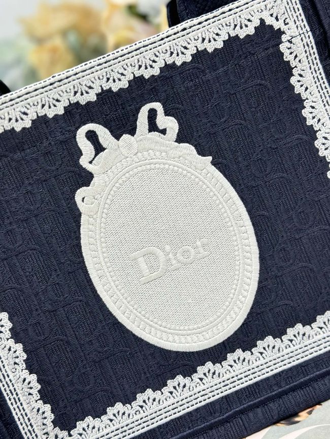 Small Dior Book Tote with Strap Embroidered M1404OE-8 Small Dior Book Tote with Strap Embroidered M1404OE-8