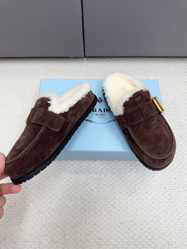 Prada Suede and shearling mules 64258-1