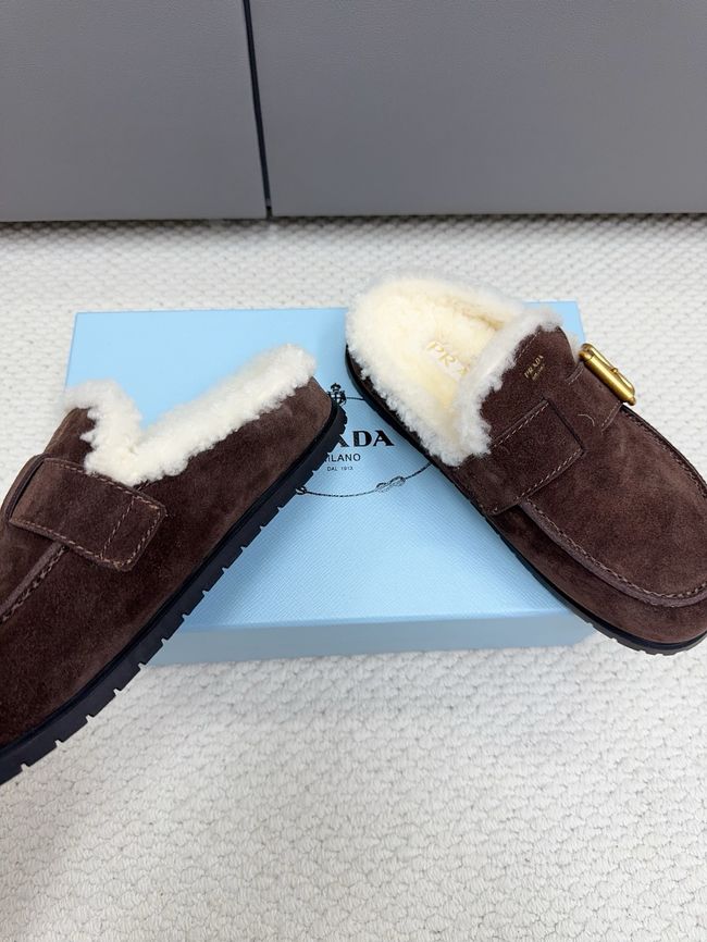 Prada Suede and shearling mules 64258-1