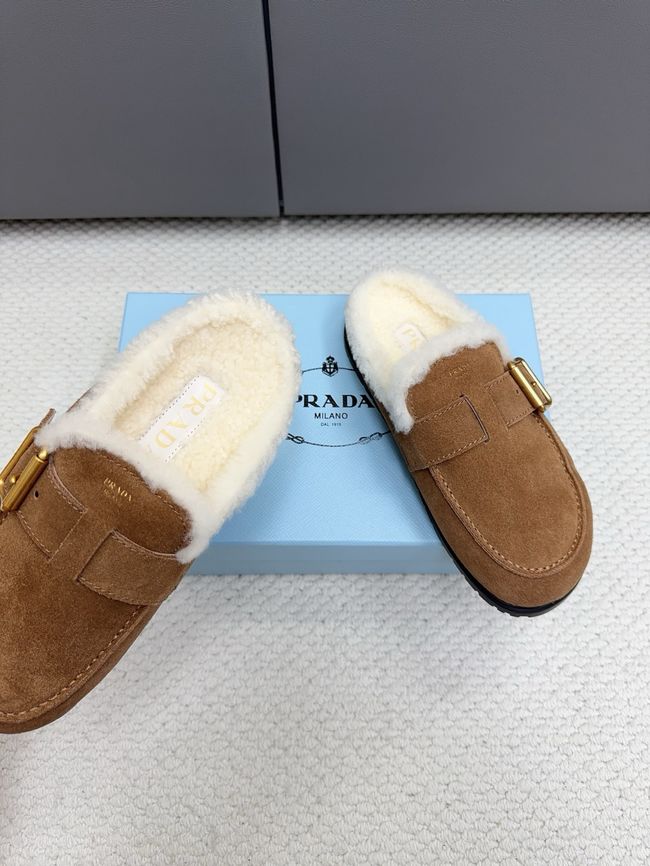 Prada Suede and shearling mules 64258-2