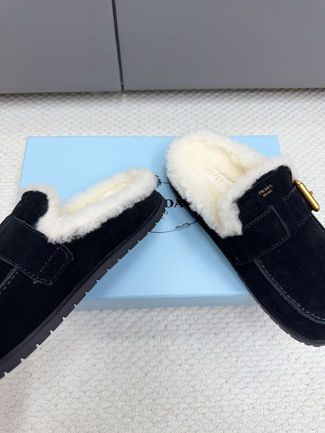 Prada Suede and shearling mules 64258-3