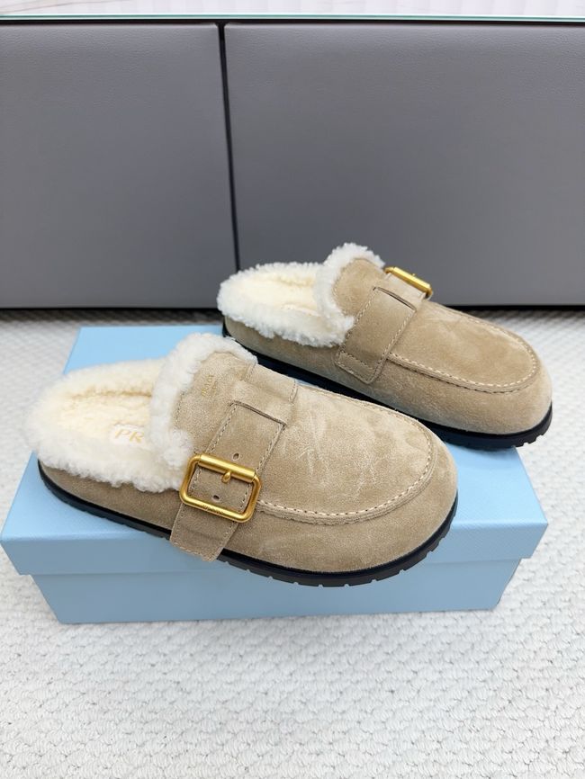 Prada Suede and shearling mules 64258-4