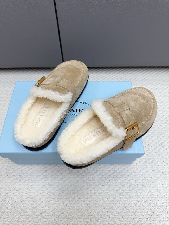 Prada Suede and shearling mules 64258-4
