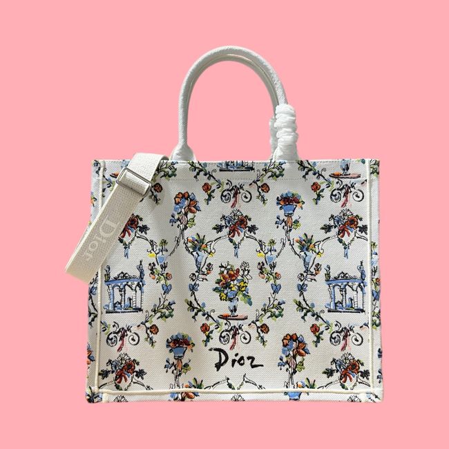 Large Dior Book Tote Cannage Embroidery M1349OEQ-12