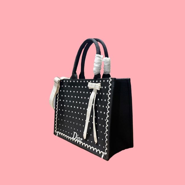 Medium Dior Book Tote with Strap Oblique Embroidery M1354PE-11