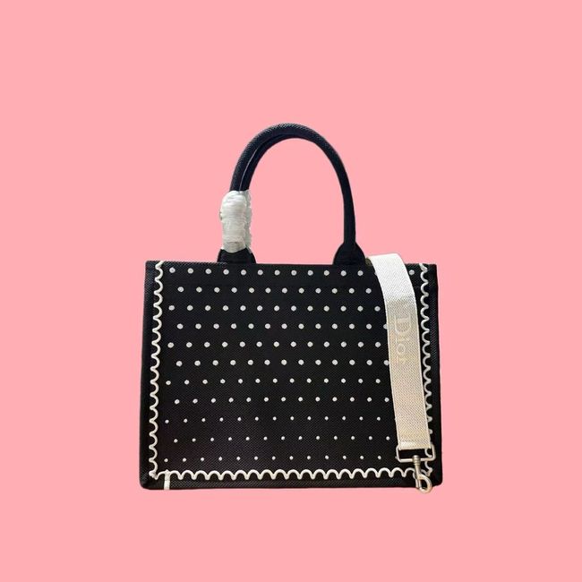 Medium Dior Book Tote with Strap Oblique Embroidery M1354PE-11