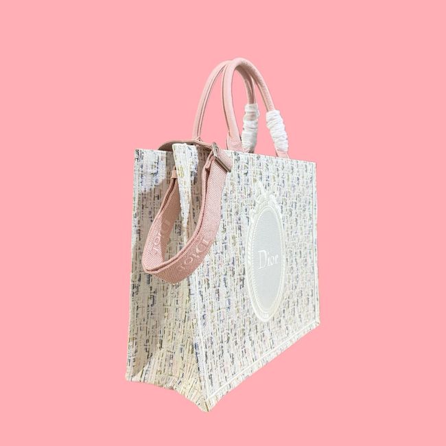 Medium Dior Book Tote with Strap Oblique Embroidery M1354PE-14 Medium Dior Book Tote with Strap Oblique Embroidery M1354PE-14