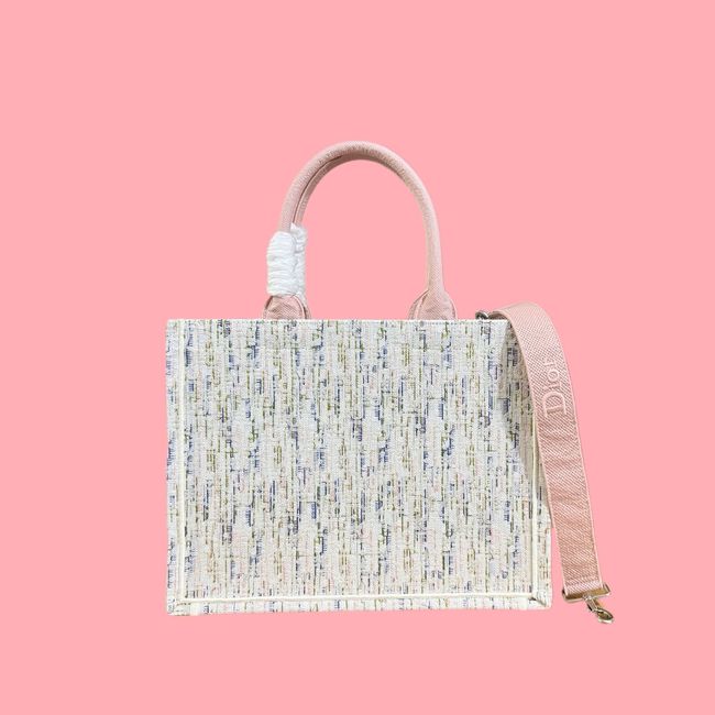 Medium Dior Book Tote with Strap Oblique Embroidery M1354PE-14 Medium Dior Book Tote with Strap Oblique Embroidery M1354PE-14