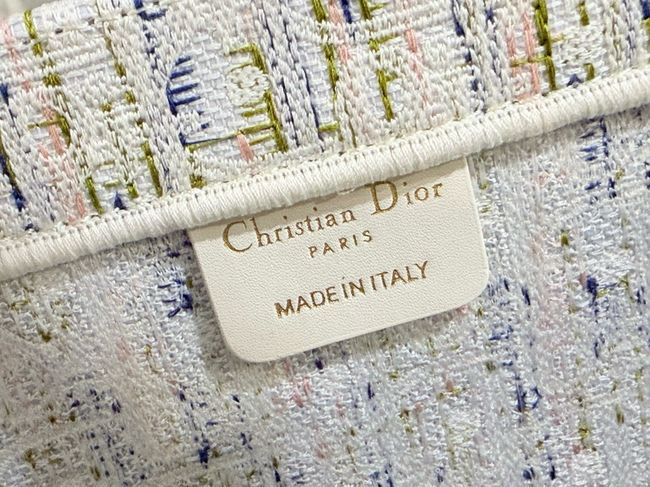 Medium Dior Book Tote with Strap Oblique Embroidery M1354PE-14 Medium Dior Book Tote with Strap Oblique Embroidery M1354PE-14