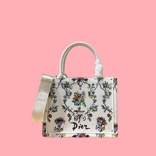 Small Dior Book Tote with Strap Embroidered M1404OE-10 Small Dior Book Tote with Strap Embroidered M1404OE-10