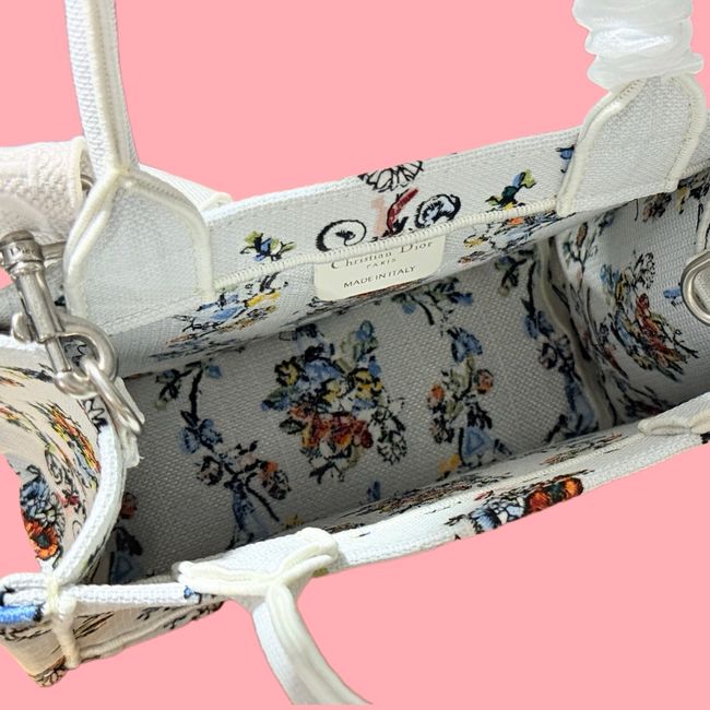 Small Dior Book Tote with Strap Embroidered M1404OE-10 Small Dior Book Tote with Strap Embroidered M1404OE-10