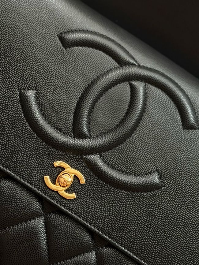 Chanel Large FLAP BAG Grained Calfskin A2215 black Chanel Large FLAP BAG Grained Calfskin A2215 black