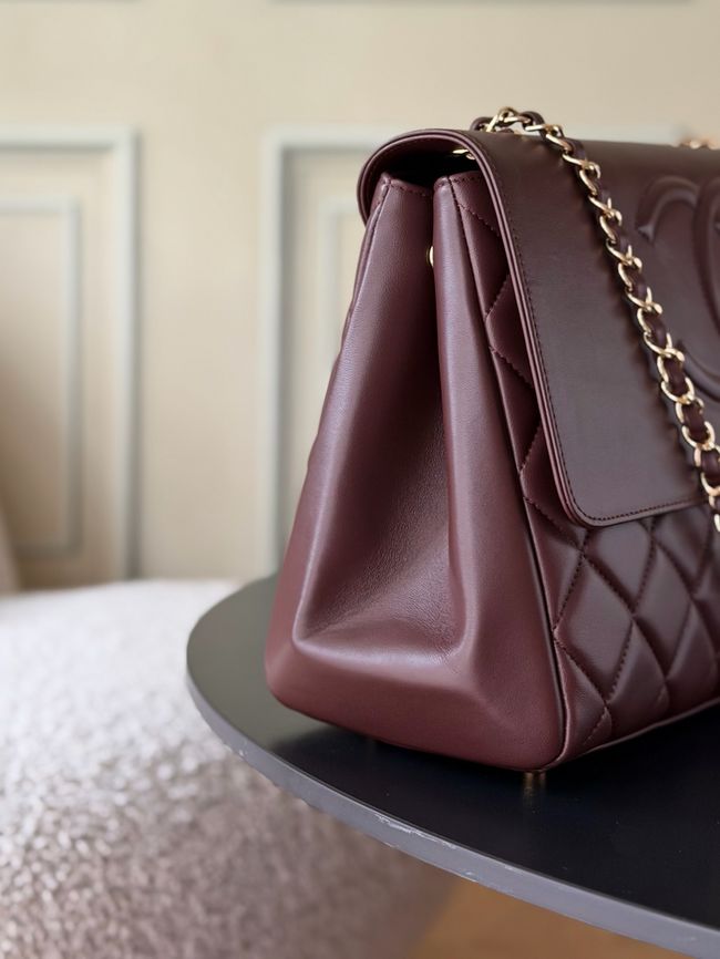 Chanel Large FLAP BAG sheepskin A2215 burgundy