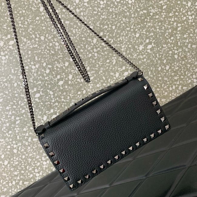 VALENTINO Rockstud calfskin chain bag SHI098 black