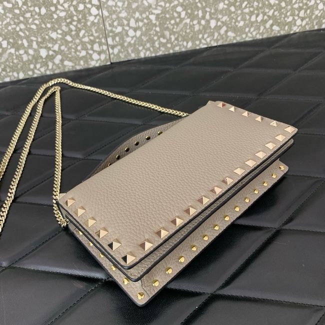 VALENTINO Rockstud calfskin chain bag SHI098 gray