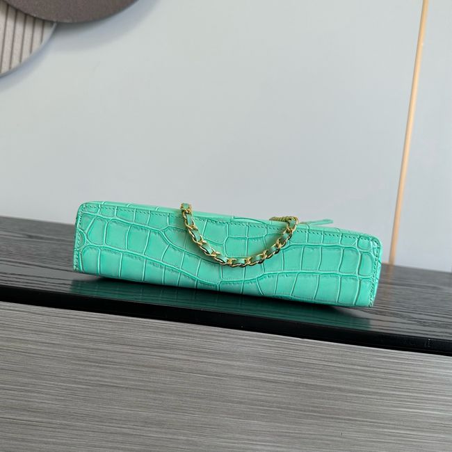 Chanel Vanity with Chain Crocodile Embossed AP5195 light green Chanel Vanity with Chain Crocodile Embossed AP5195 light green