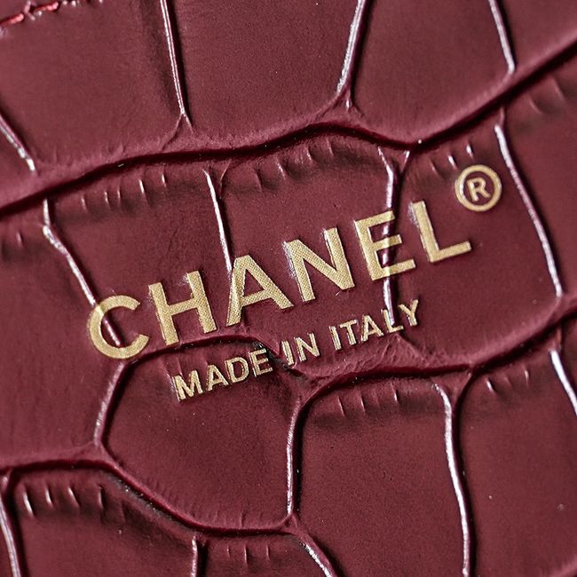 Chanel Crocodile Embossed Shopping Bag AS6428 Dark Burgundy Chanel Crocodile Embossed Shopping Bag AS6428 Dark Burgundy
